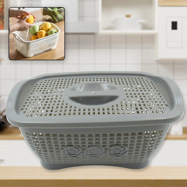 Multipurposes Plastic Basket, Organizer for Kitchen, Countertop, Cabinet, Bathroom with Lid, Plastic Storage Basket For Store Fruits, Vegetables, Magazines, Cosmetics, Stationary (1 Pc / Mix Color )