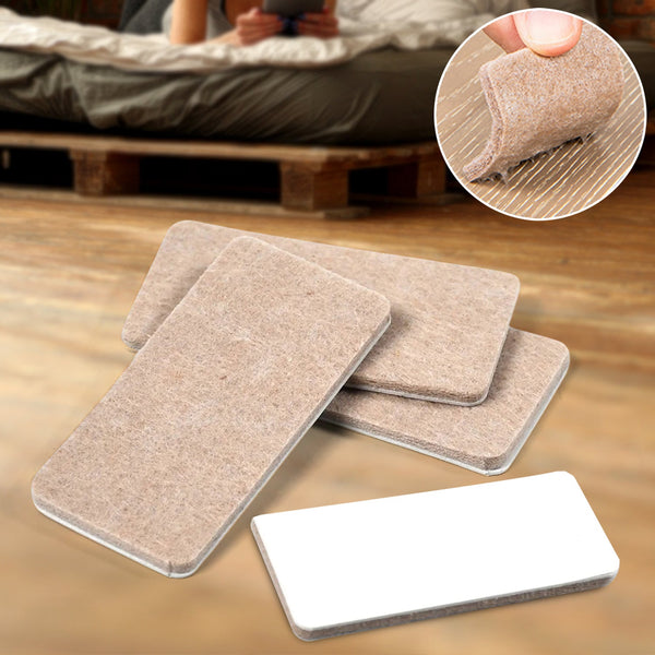 Square felt pads for protecting floors from furniture.