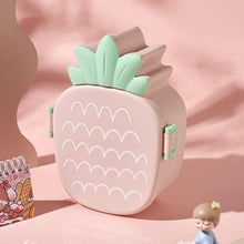 Kids Lunch Box Cute Pineapple Shaped Bento Box with Fork Spoon Snack Candy Container Microwave Portable Office Lunch Box (1 Pc / With Spoon, Fork & Color Box)