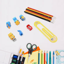 Construction truck theme stationery kit, includes pencils and erasers