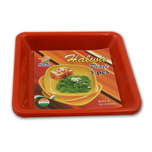 Square Plastic Halwa Dinner Plate Snacks / Breakfast, Restaurant Serving Trays Home School Coffee Hotel Kitchen Office (3 Pcs Set)