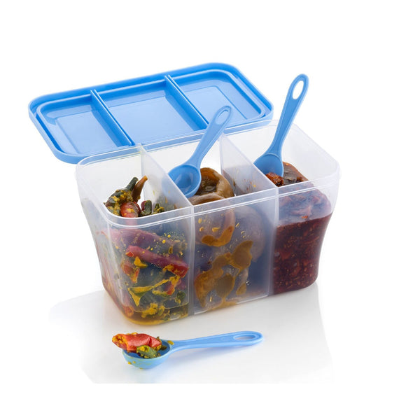 Plastic square storage container, 750ml capacity, ideal for organizing small items.