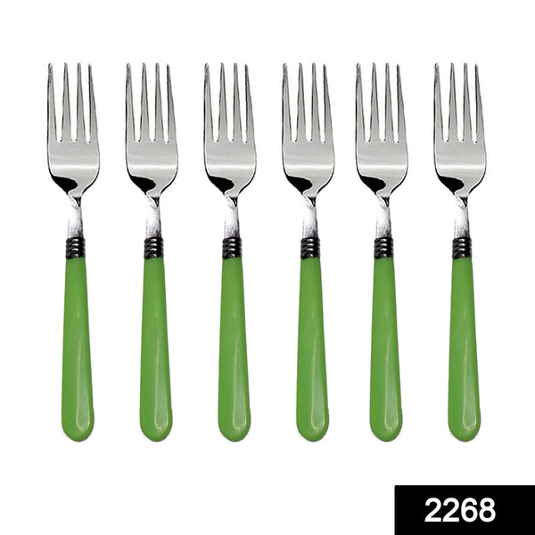 Stainless steel fork set with SKU code, perfect for daily dining.