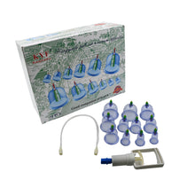 12-piece suction cup set with vacuum pump, for therapy, massage, and body relaxation.