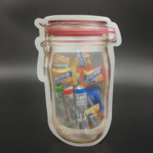 Plastic food storage jar with airtight seal and zipper, 500ml capacity.