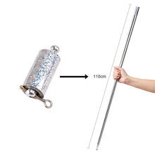 Magic steel cane with focus on its use in performing tricks and illusions.