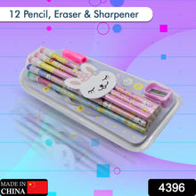 Cute rabbit and bear pencil set with sharpener and eraser