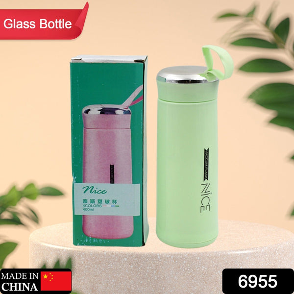 BPA-free glass water bottle with daily intake markers